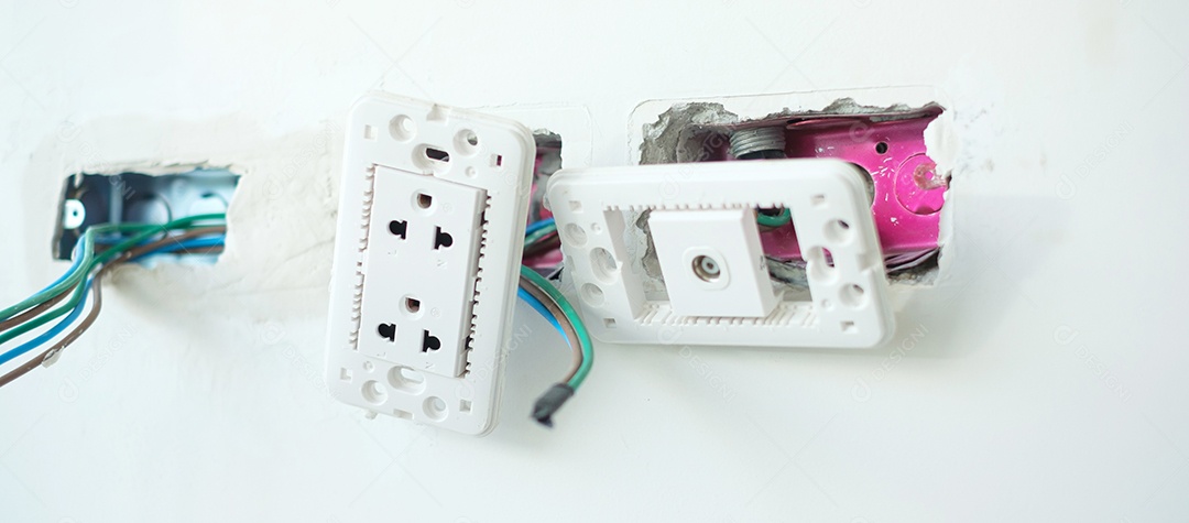 Cabos de instalação de fiação elétrica para soquete.