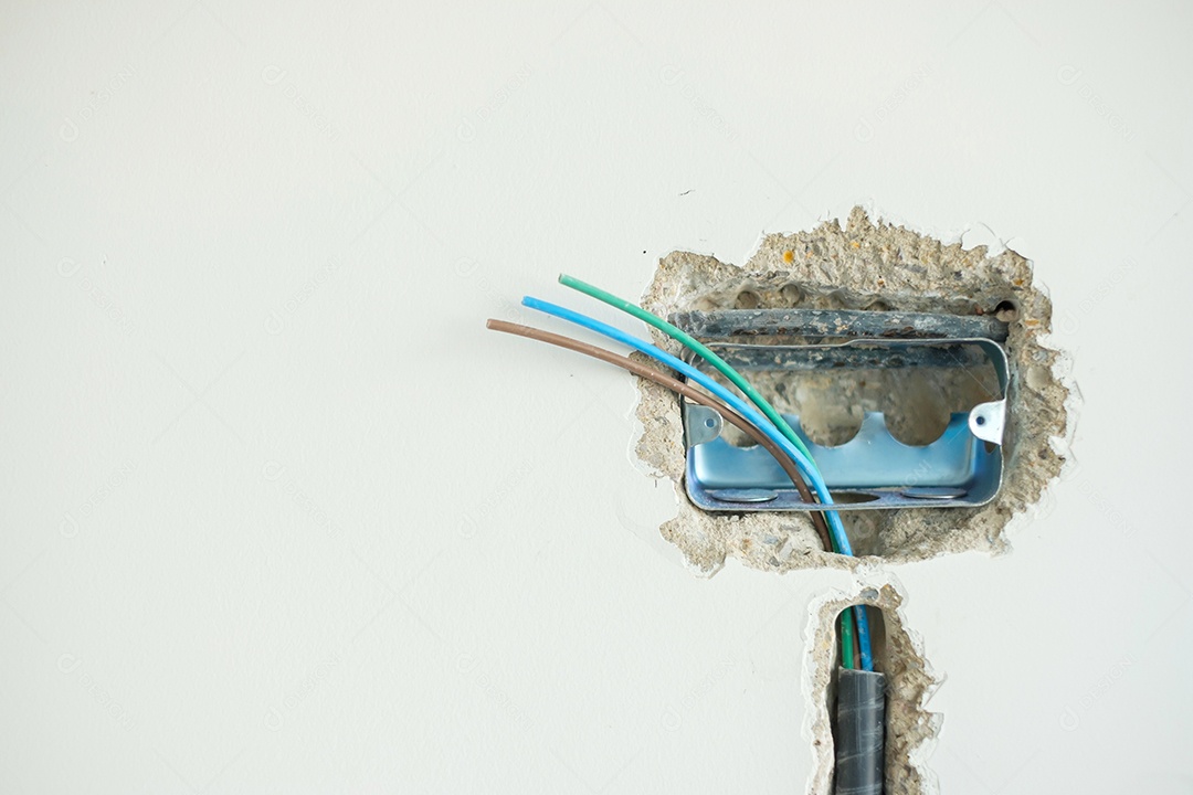 Cabos de instalação de fiação elétrica para soquete.