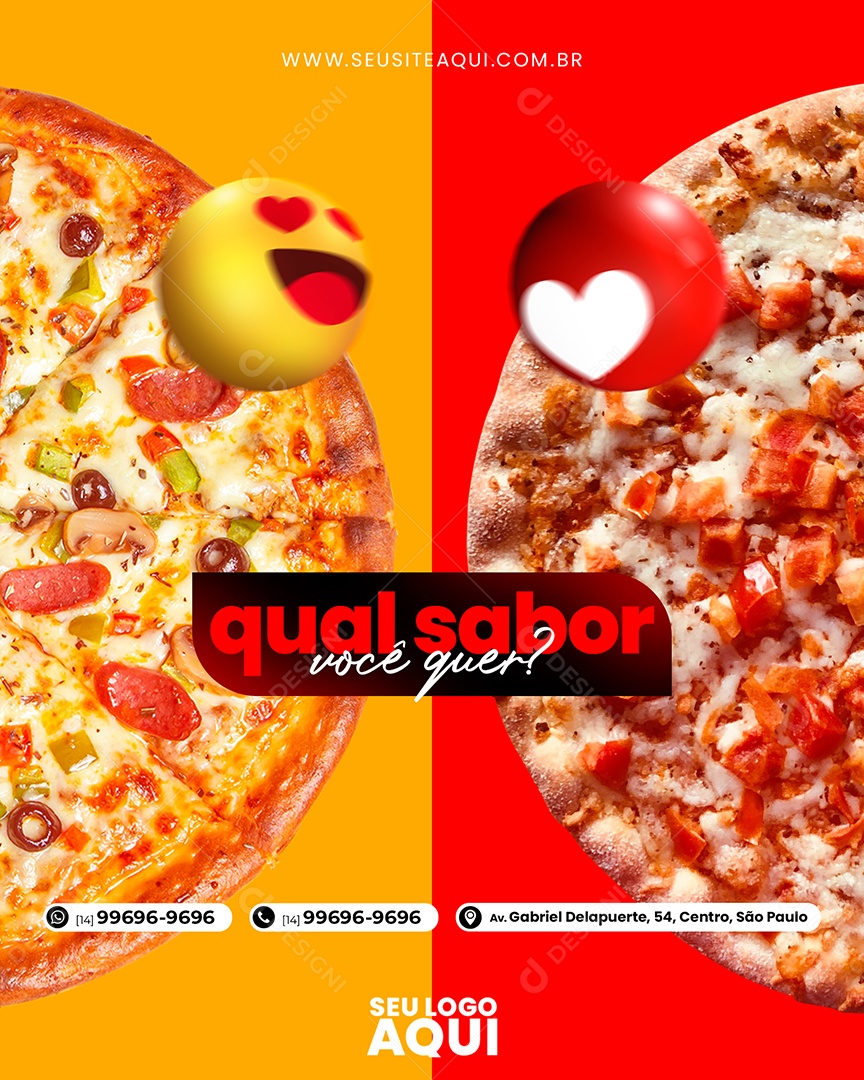 Social Media Qual Sabor Você Quer Pizzaria PSD Editável