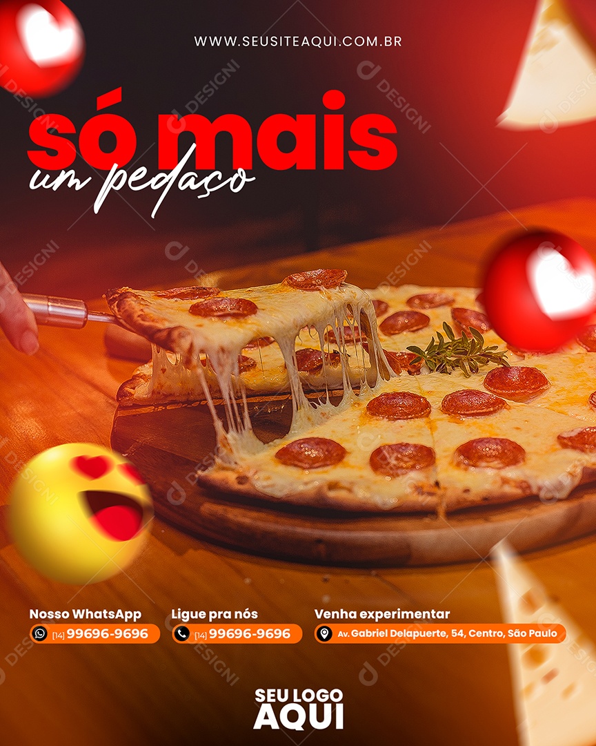 Só Mais Um Pedaço Pizzaria Social Media PSD Editável