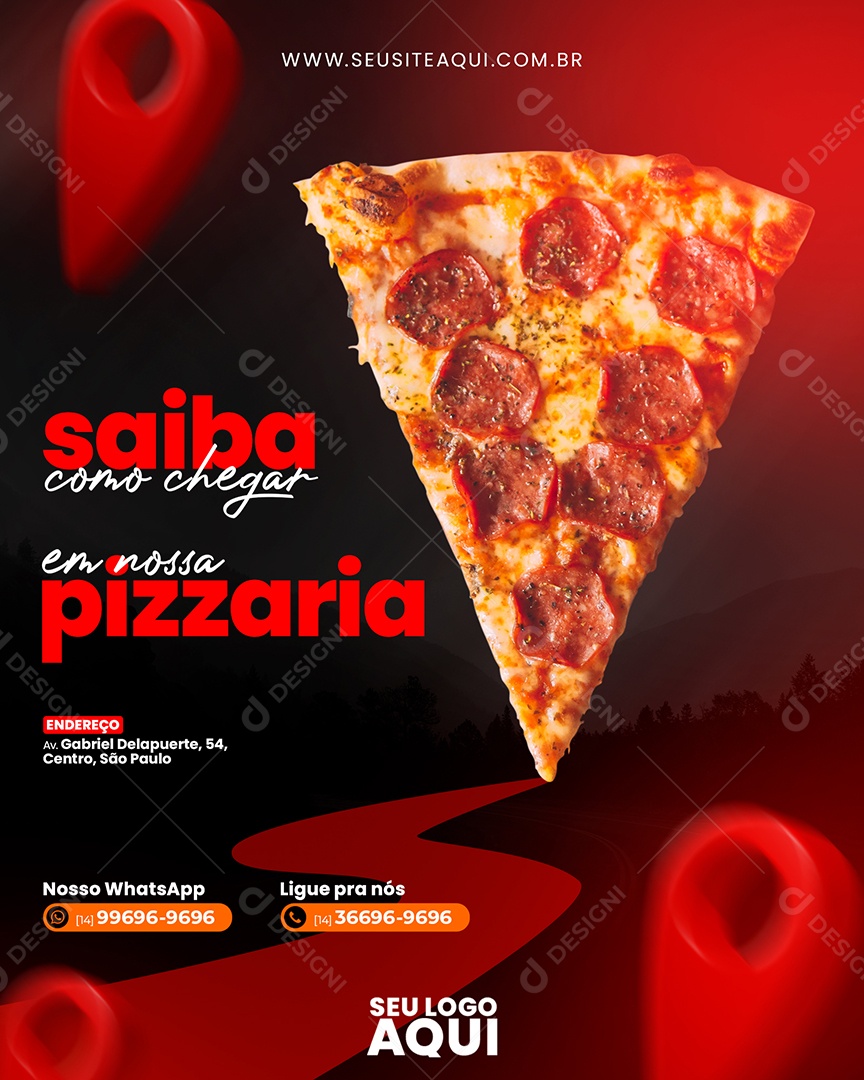 Social Media Saiba Como Chegar Em Nossa Pizzaria PSD Editável