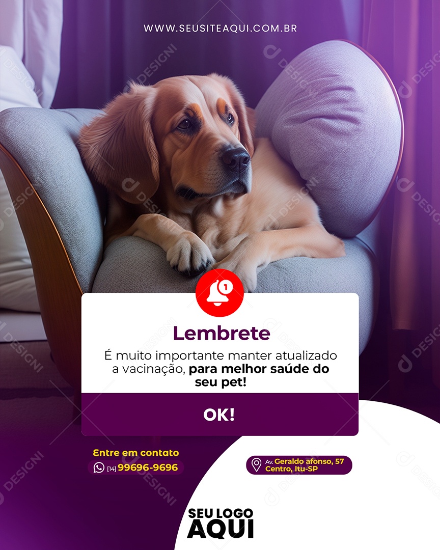 Lembrete Para Melhor Saúde Do Seu Pet Social Media PSD Editável