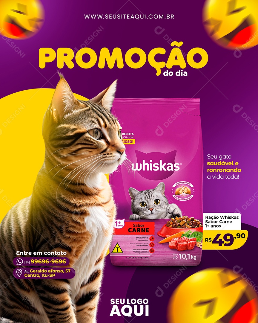 Promoção Do Dia Whiskas Social Media PSD Editável
