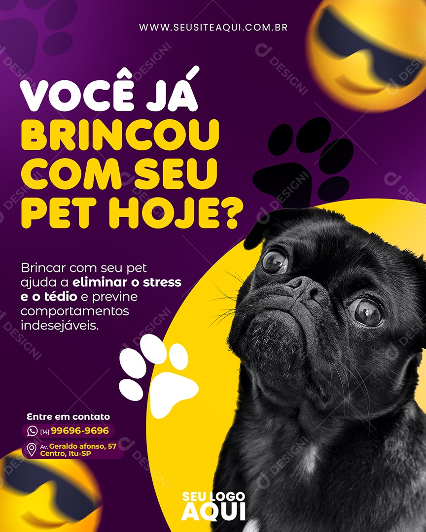 Você Já Brincou Com Seu Pet Hoje Social Media PSD Editável