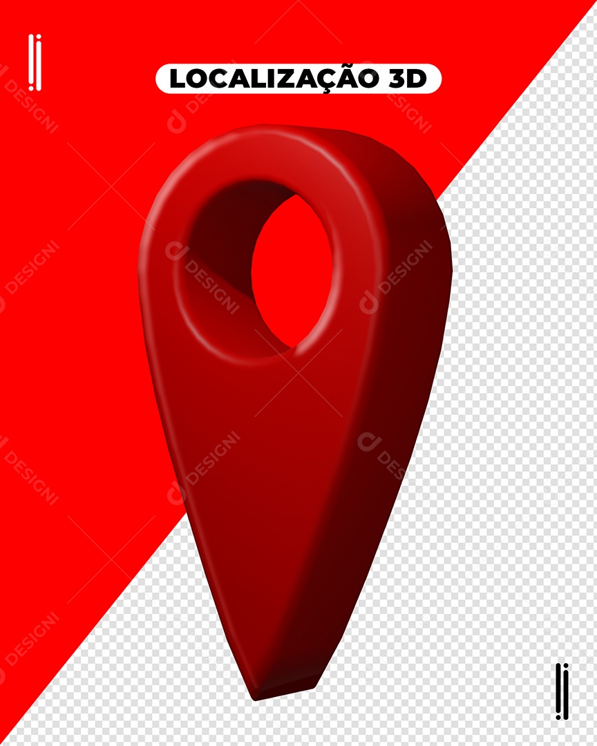 Elemento 3D Pin de Localização Vermelho Para Composição PSD