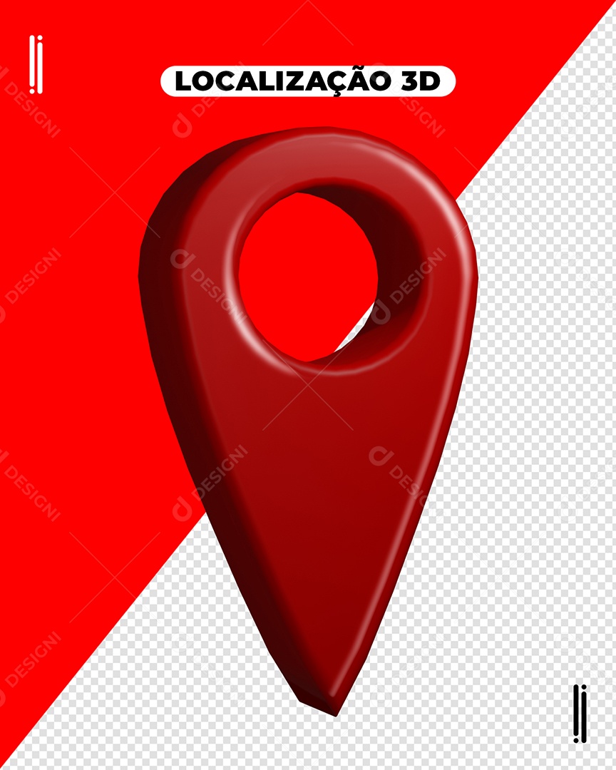 Pin De Localização Vermelho Elemento 3D Para Composição PSD