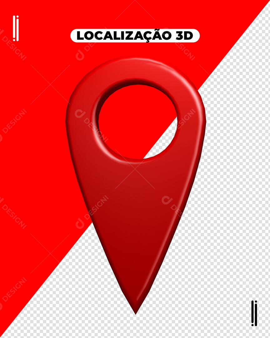 Elemento 3D Pin De Localização Vermelho Para Composição PSD