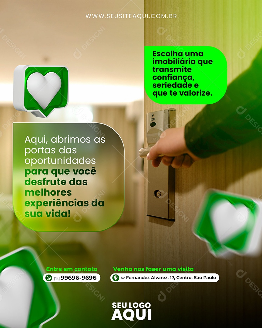 Social Media Imobiliária Abrimos As Portas Das Oportunidades PSD Editável