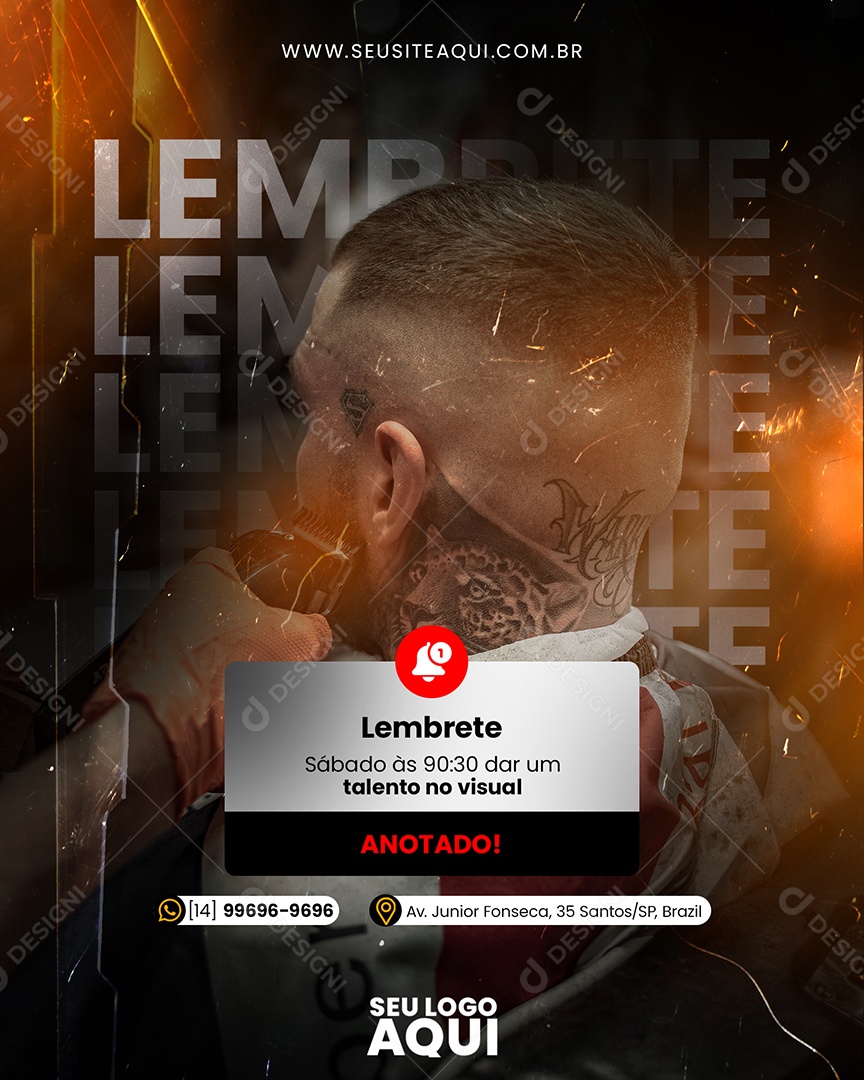 Lembrete Horário Talento No Visual Social Media PSD Editável