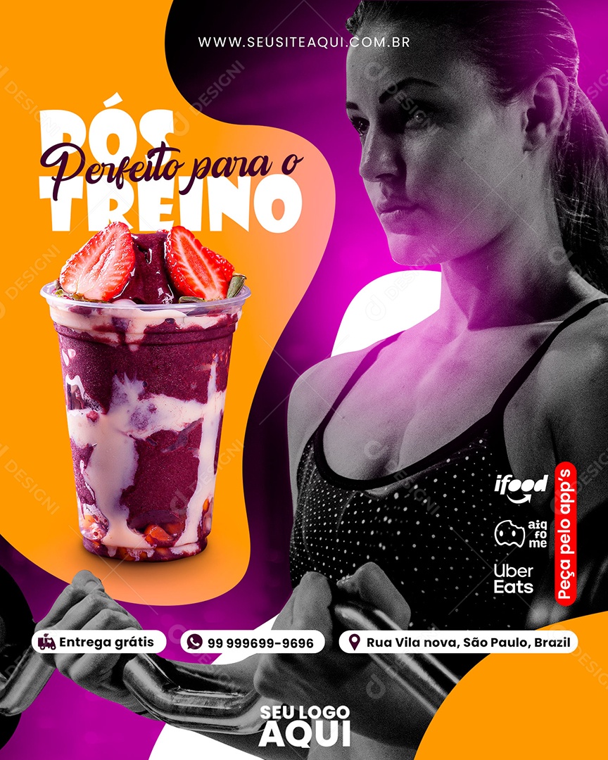 Social Media Perfeito Para o Pós Treino Açaiteria PSD Editável