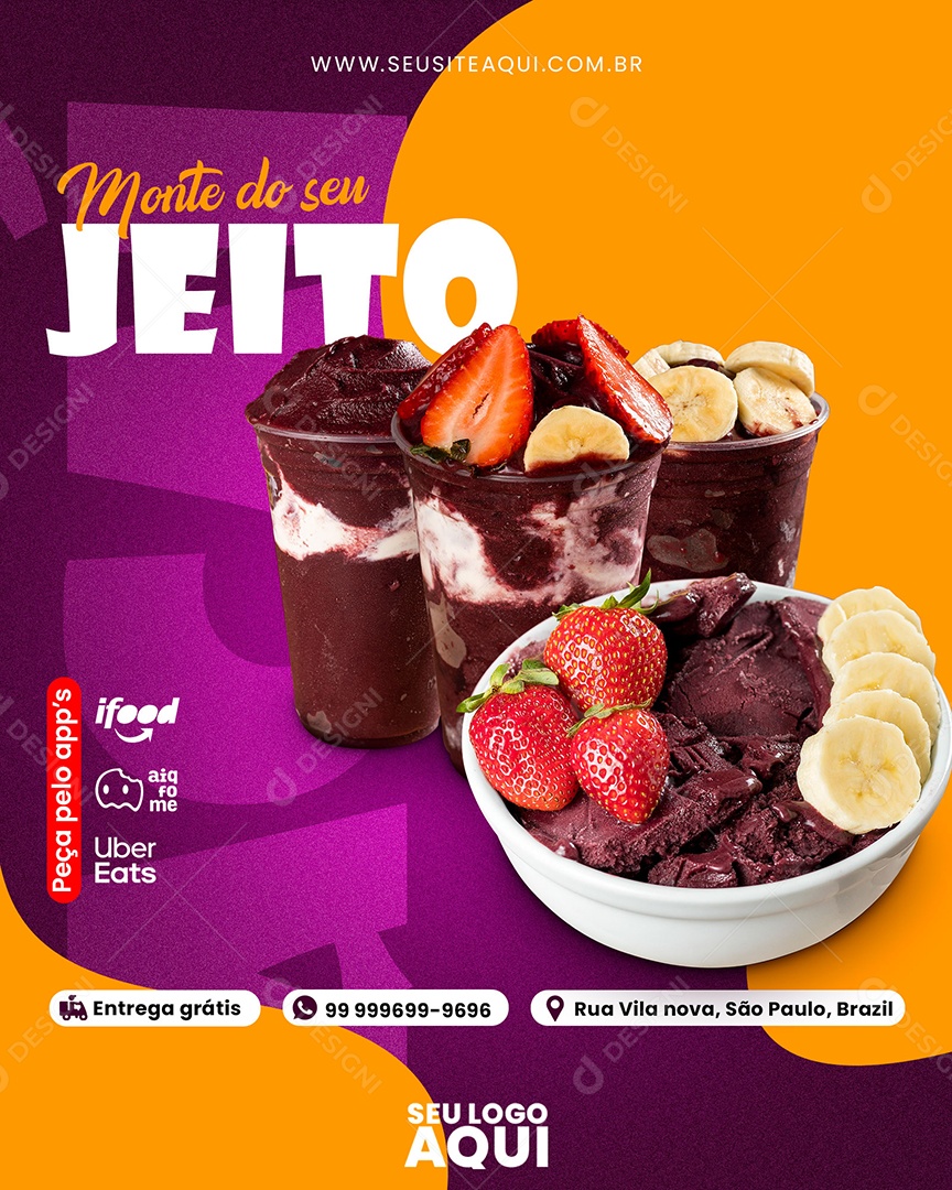 Social Media Monte Do Seu Jeito Açaiteria PSD Editável
