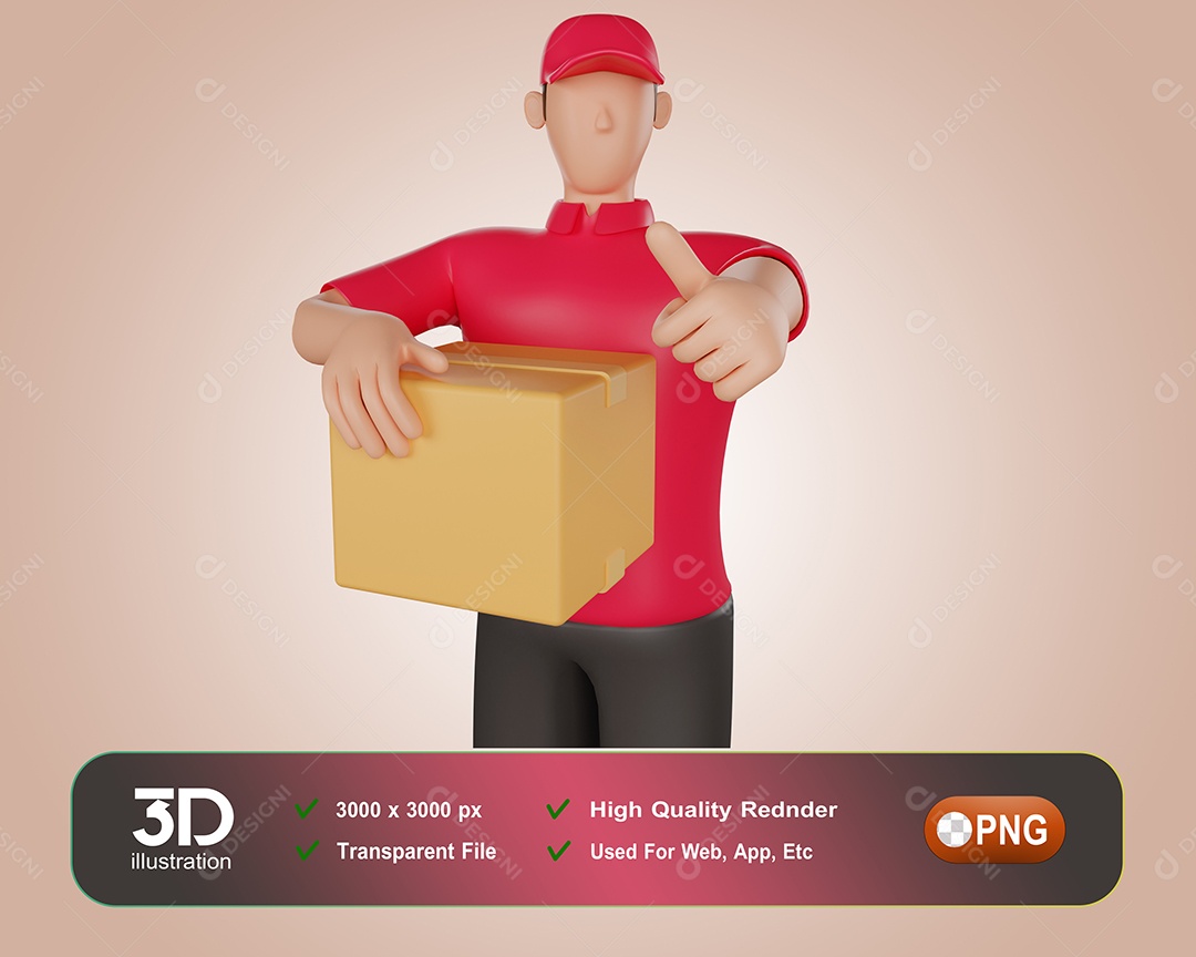 Entregador Entregando Encomendas Elemento 3D Para Composição PSD