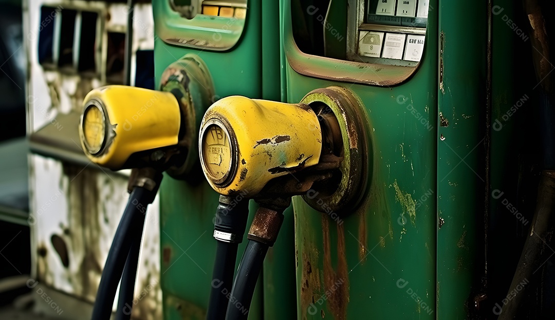 Detalhes das bombas de abastecimento do posto de gasolina