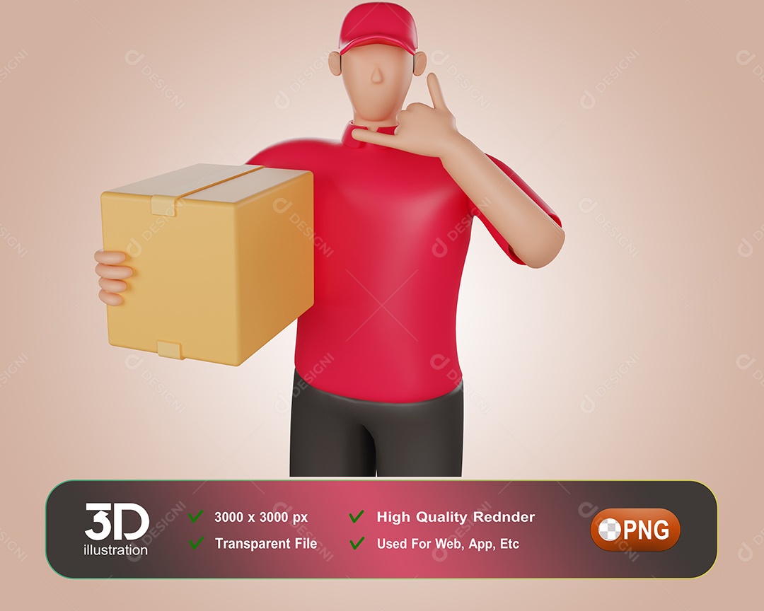Entregador Entregando Encomendas Elemento 3D Para Composição PSD