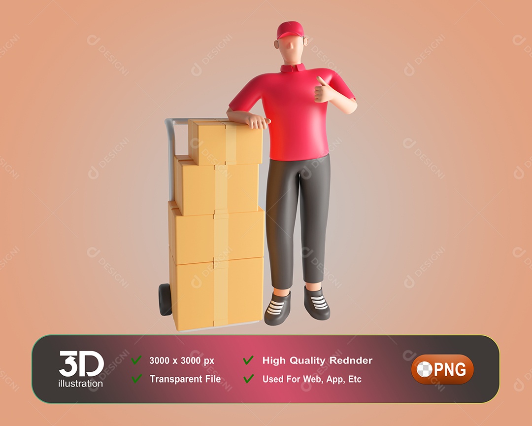 Entregador Inspecionado Encomenda Elemento 3D Para Composição PSD