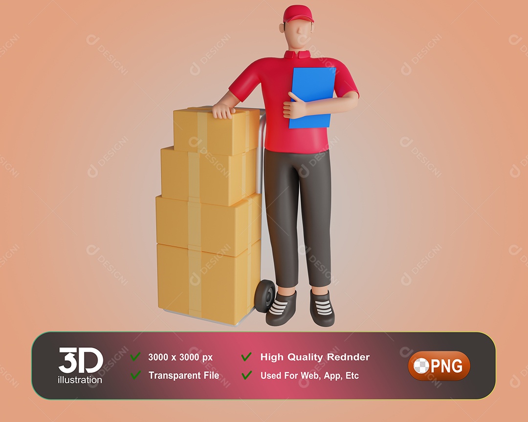 Entregador Inspecionado Encomenda Elemento 3D Para Composição PSD