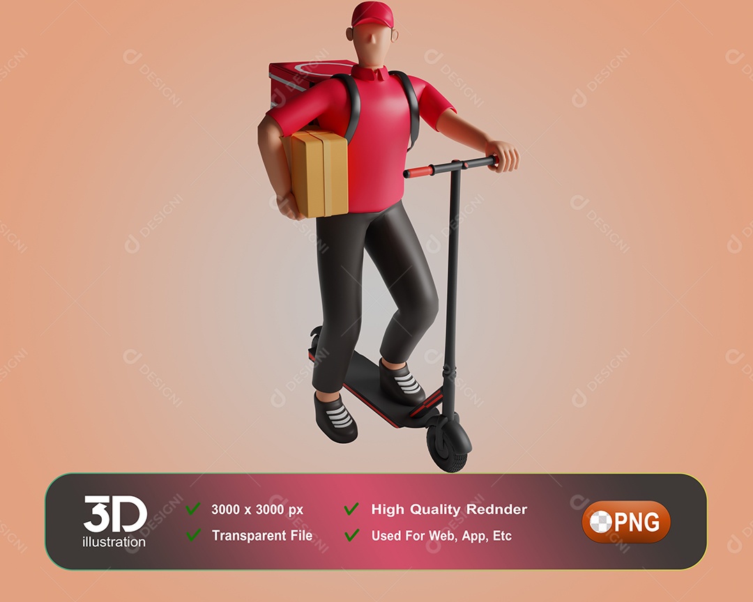 Deliveryman Delivering 3D Element For PSD Composition