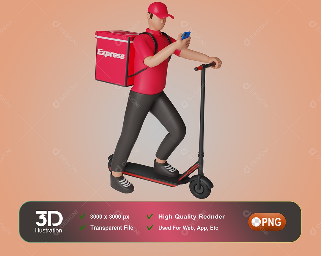 Entregador Segundo a Localização Elemento 3D Para Composição PSD