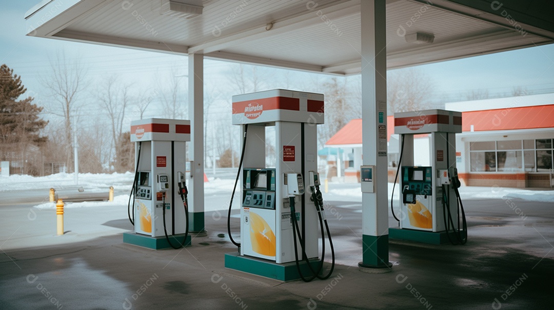 Detalhes das bombas de abastecimento do posto de gasolina