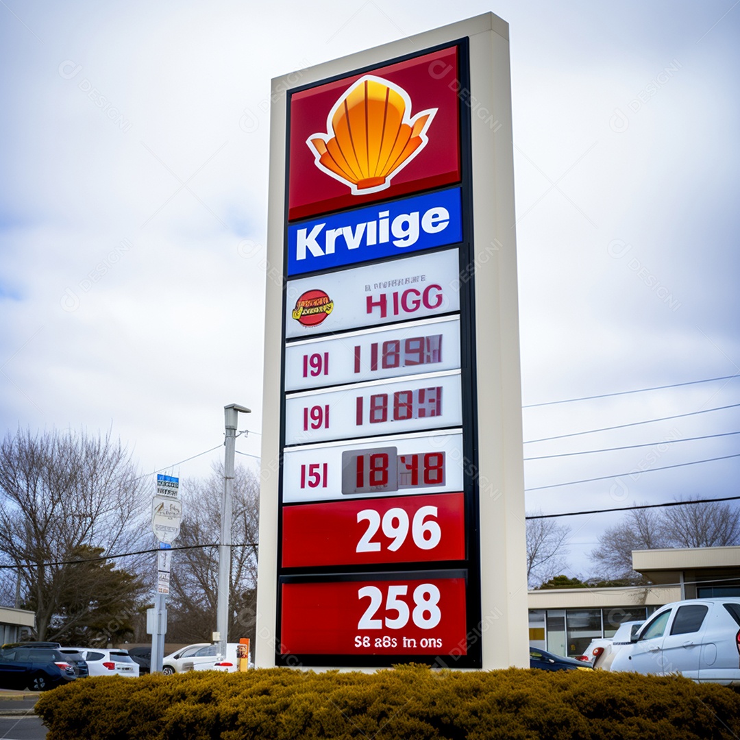 Detalhes da placa do posto de gasolina