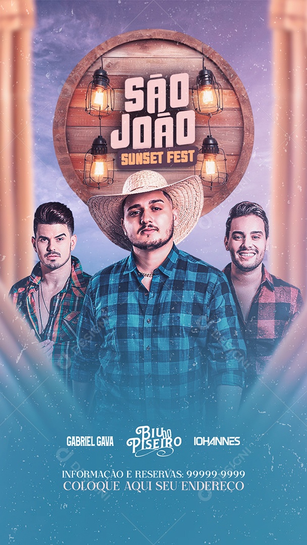 Post Story São João Sunset Fest Social Media PSD Editável
