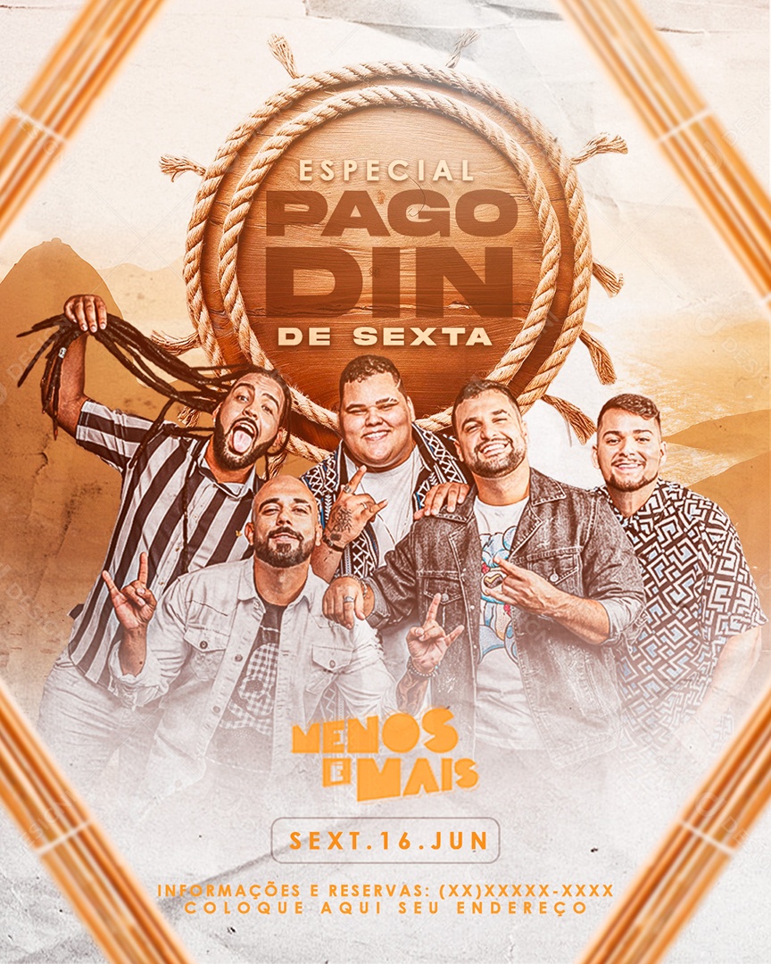 Post Feed Pagodin Especial de Sexta Menos é Mais Social Media PSD Editável