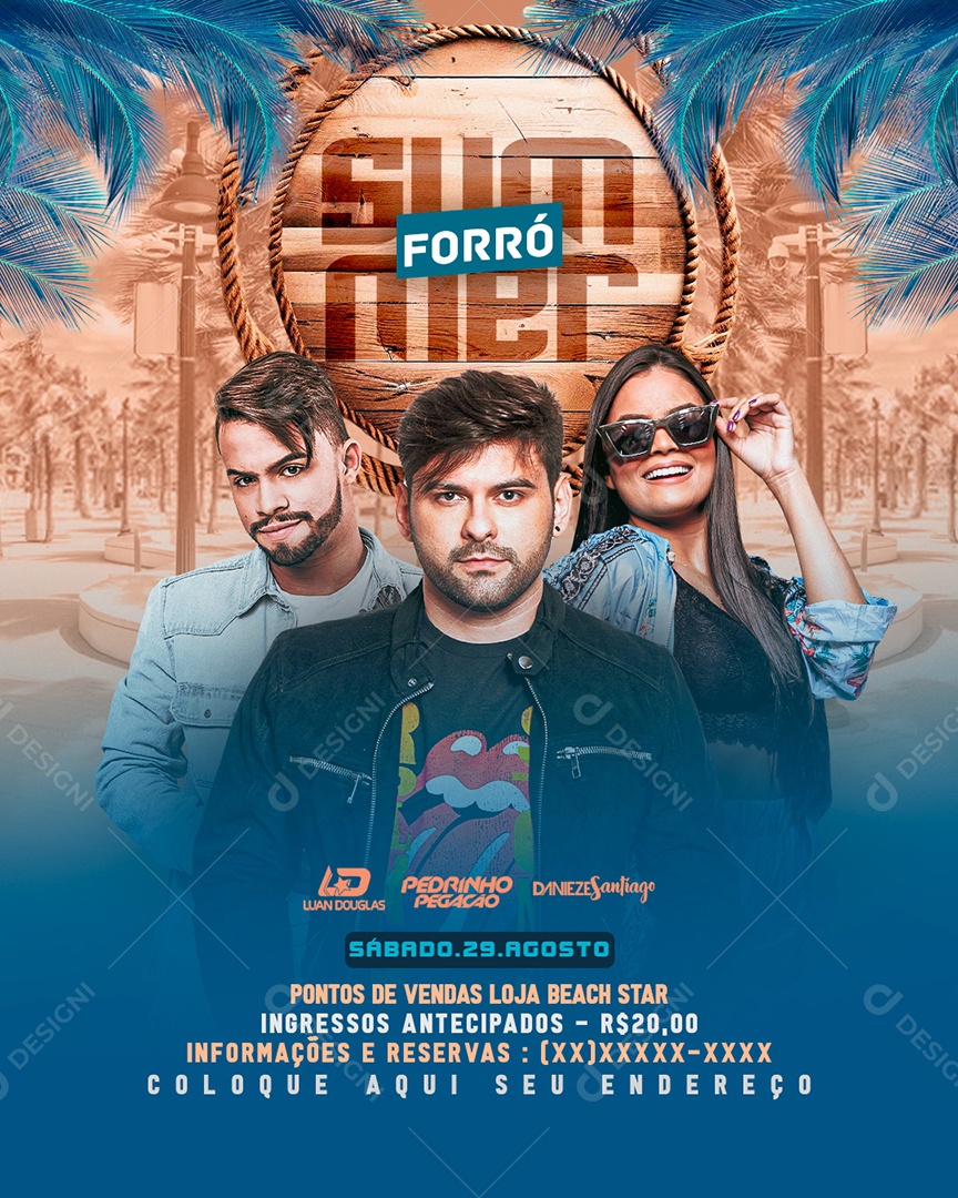 Post Feed Forró Summer Social Media PSD Editável