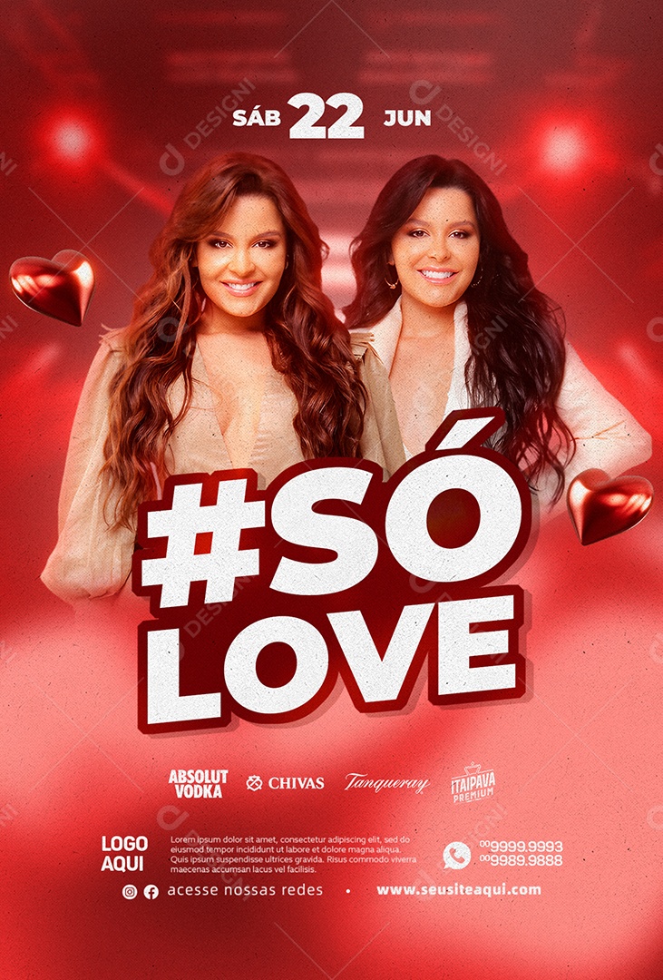 Social Media #Só Love Flyer Maiara & Maraisa Dia Dos Namorados PSD Editável