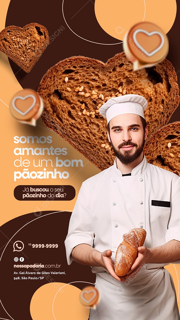 Story Somos Amantes De Um Bom Pãozinho Padaria Social Media PSD Editável