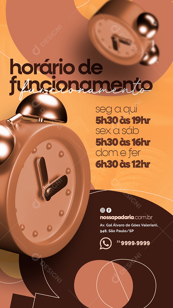 Story Horário De Funcionamento Padaria Social Media PSD Editável