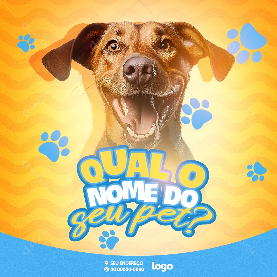 Petshop Qual o Nome Do Seu Pet Social Media PSD Editável
