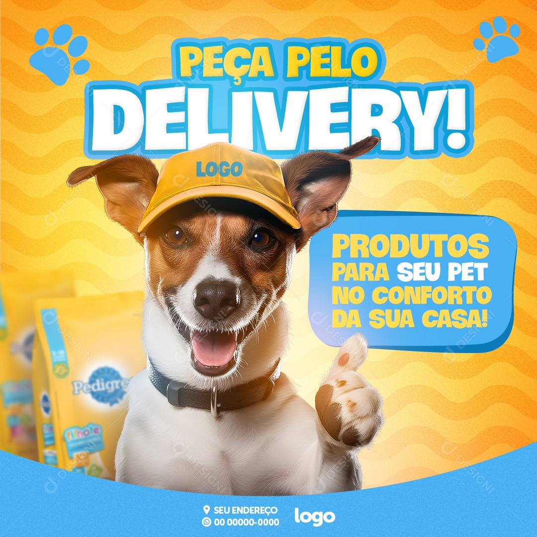 Petshop Peça Pelo Delivery Social Media PSD Editável