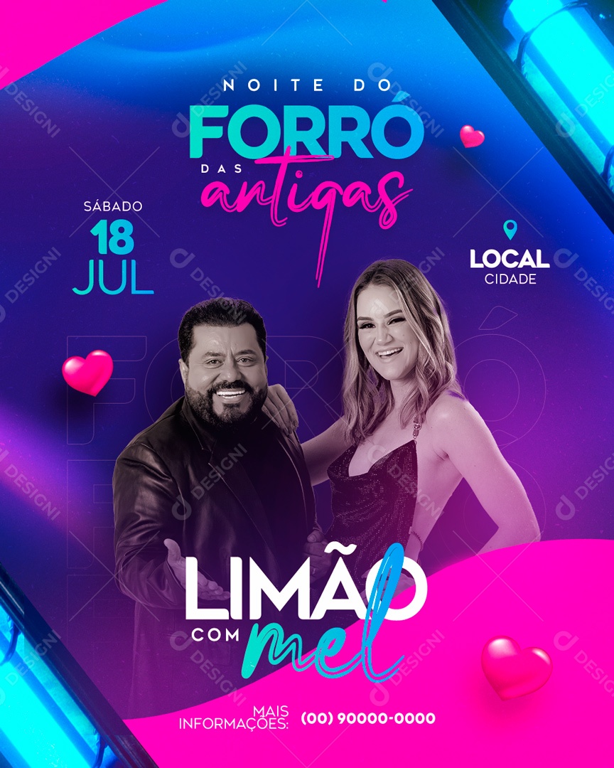 Noite do Forró das Antigas Limão Com Mel Social Media PSD Editável