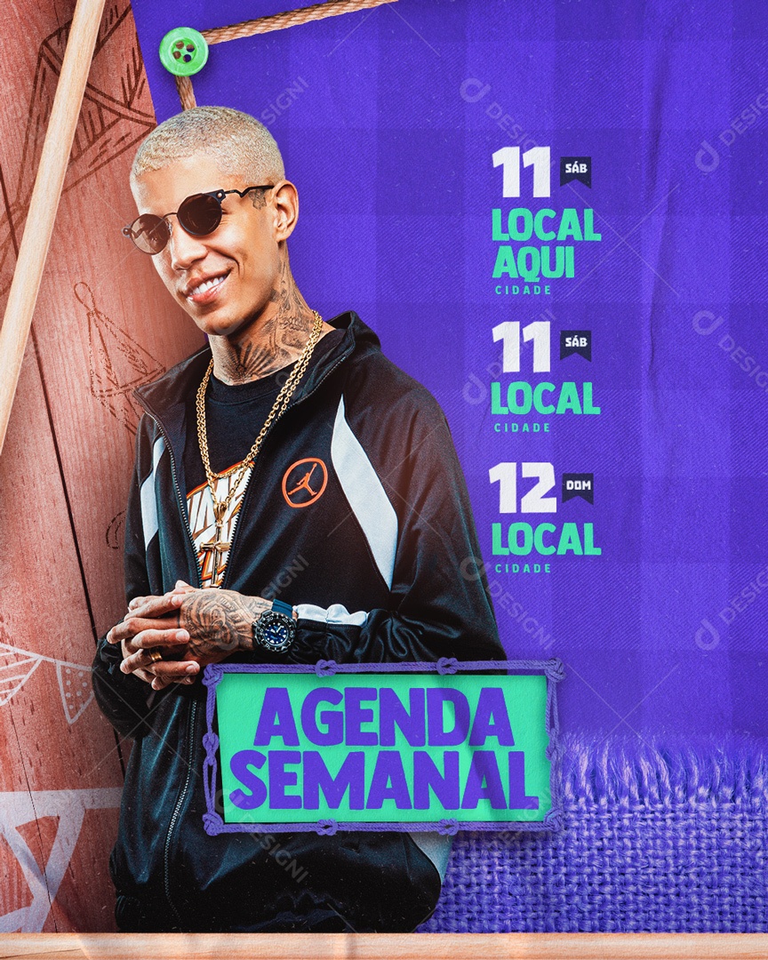 Post Agenda Semanal Junina Don Juan Social Media PSD Editável