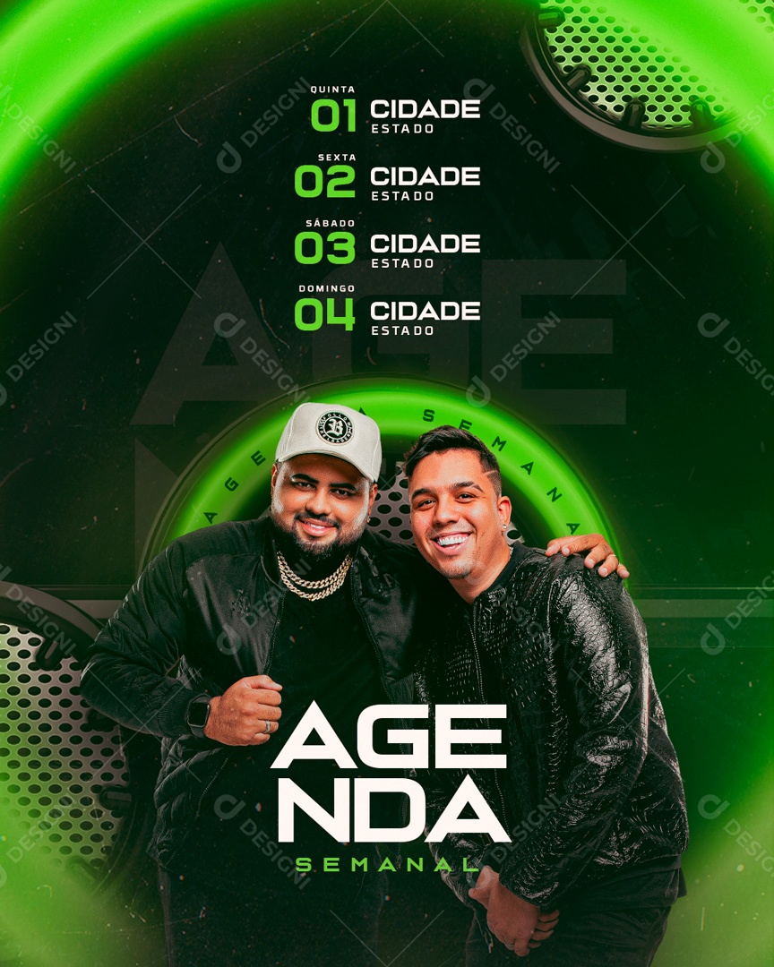 Post Agenda Semanal de Shows Social Media PSD Editável