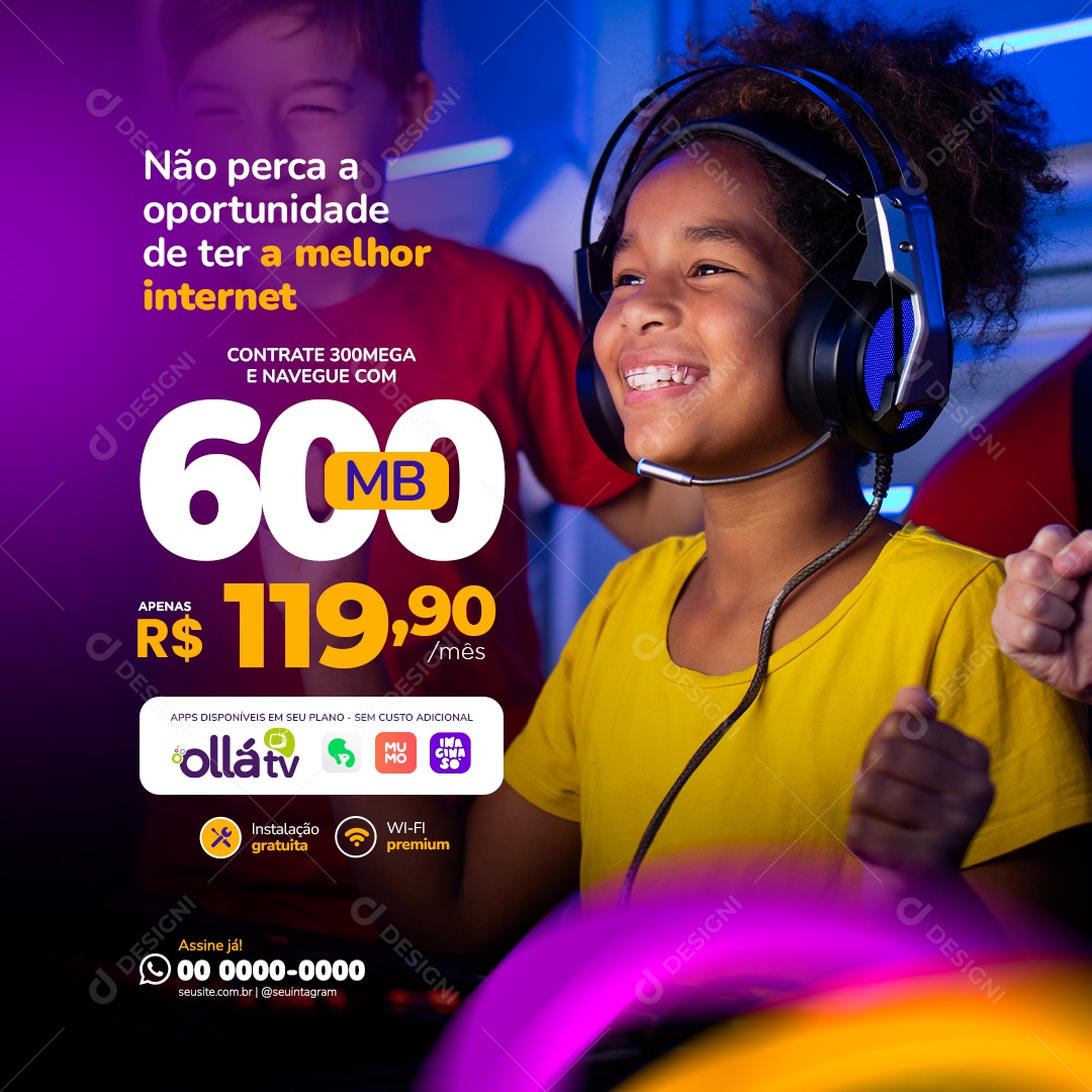 A Melhor Internet 600mb Social Media PSD Editável