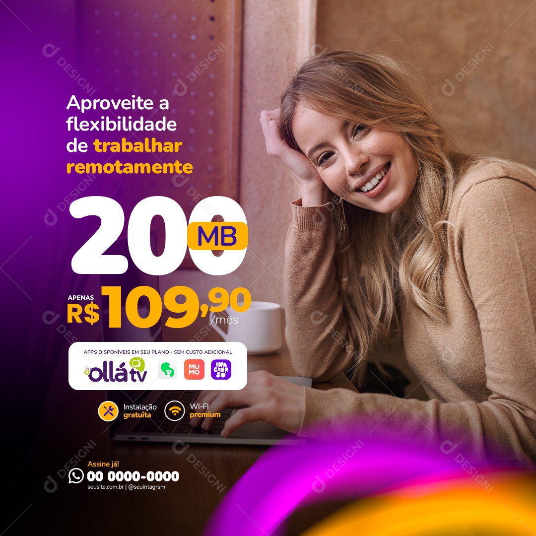 Social Media Trabalhar Remotamente 200mb PSD Editável