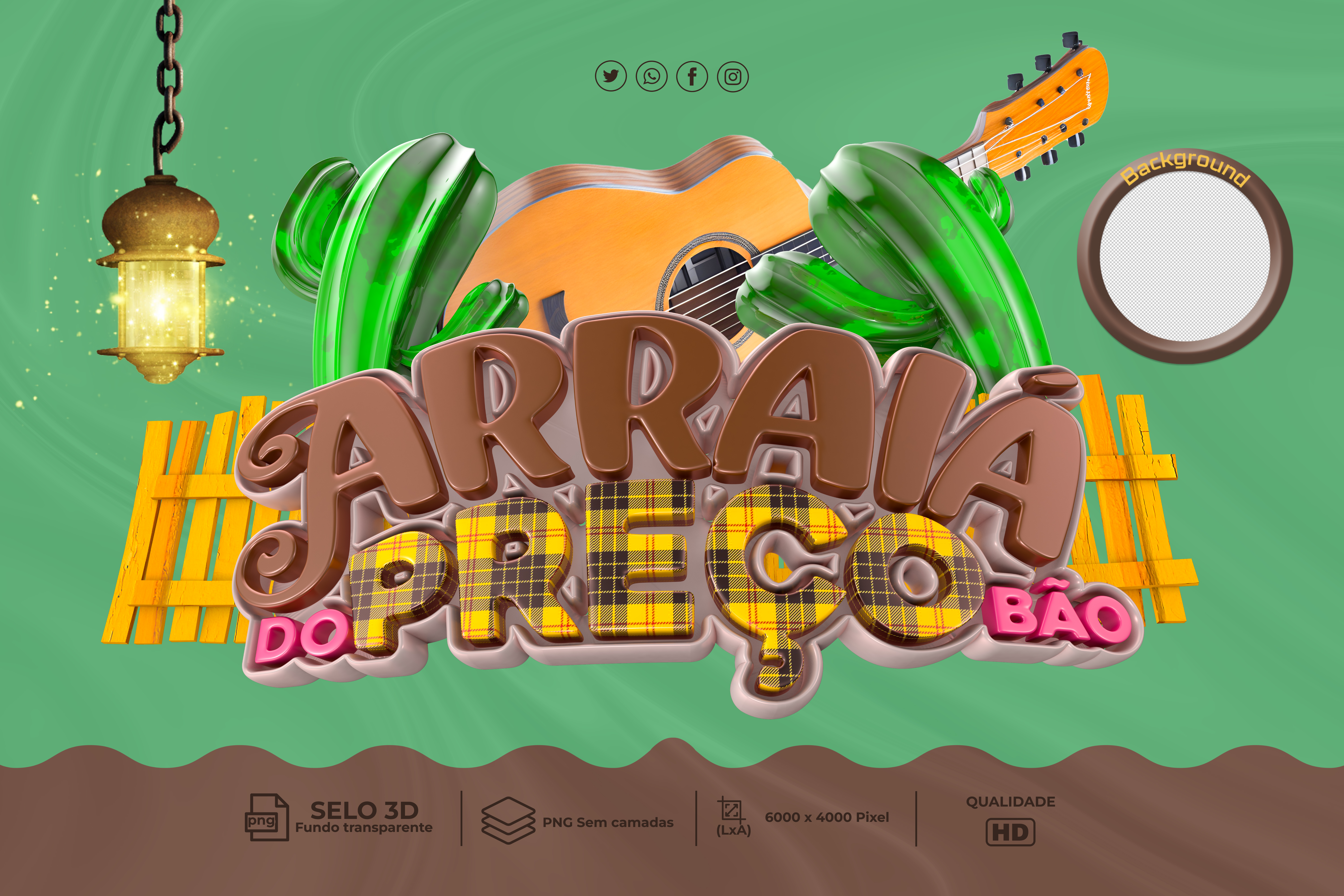 Selo 3D Arraiá Do Preço Bão Para Composição PSD