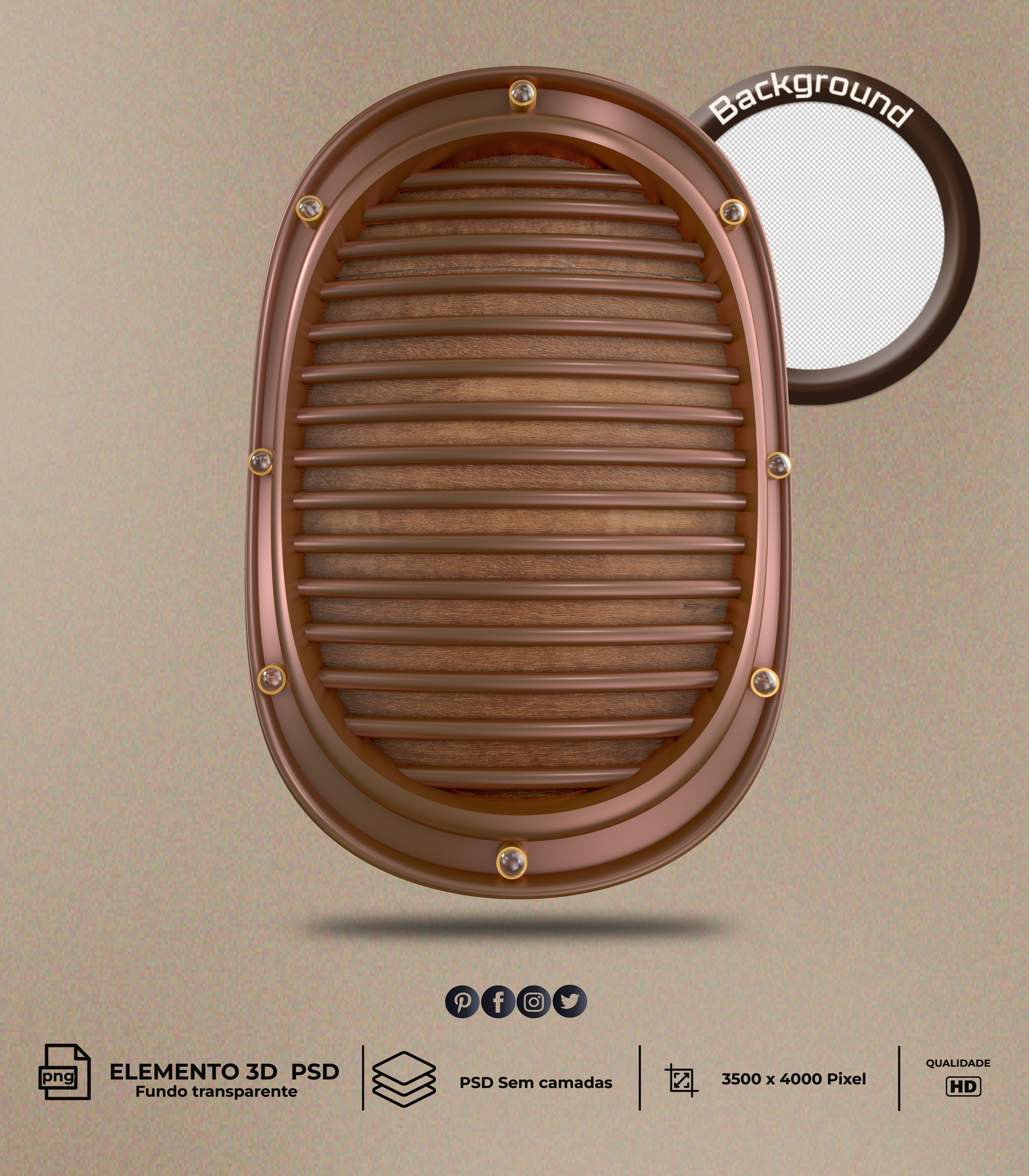 Metal De Grade Marrom Elemento 3D Para Composição PSD