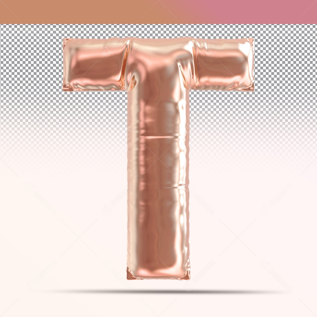 Letra 3D T Balão Rosa Para Composição PSD