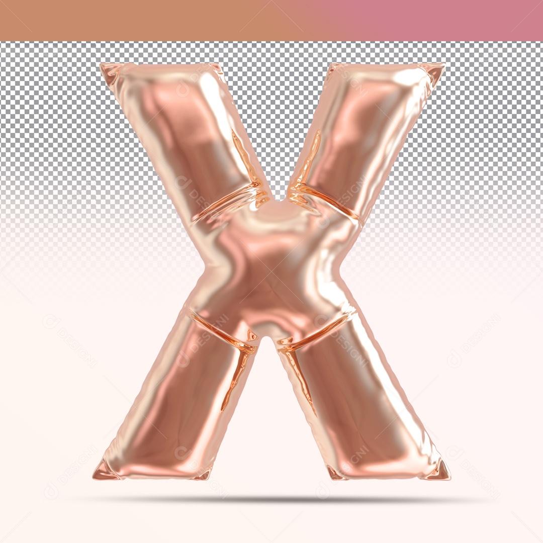 Letra 3D X Balão Rosa Para Composição PSD