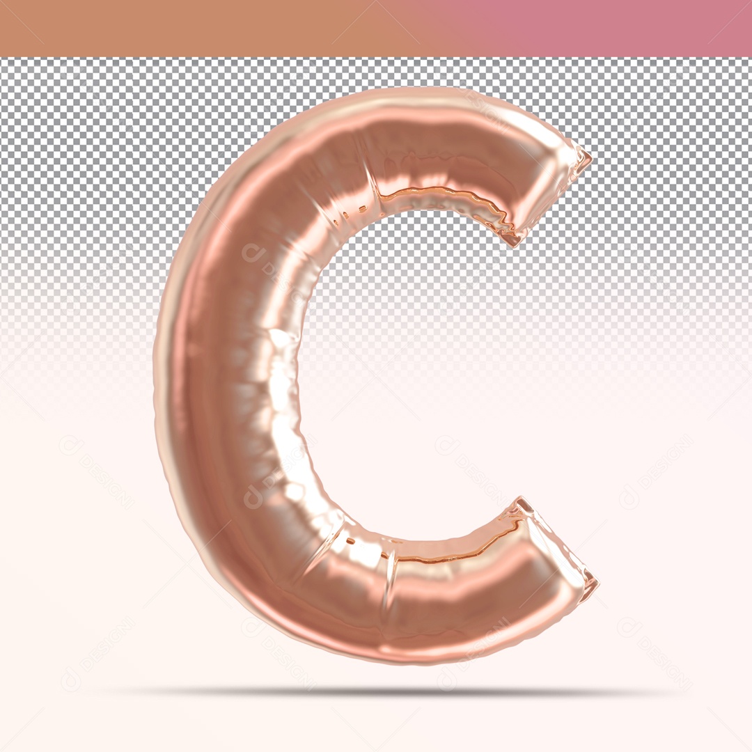 Letra 3D C Balão Rosa Para Composição PSD