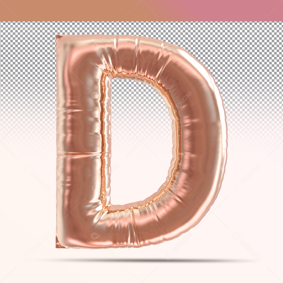 Letra 3D D Balão Rosa Para Composição PSD