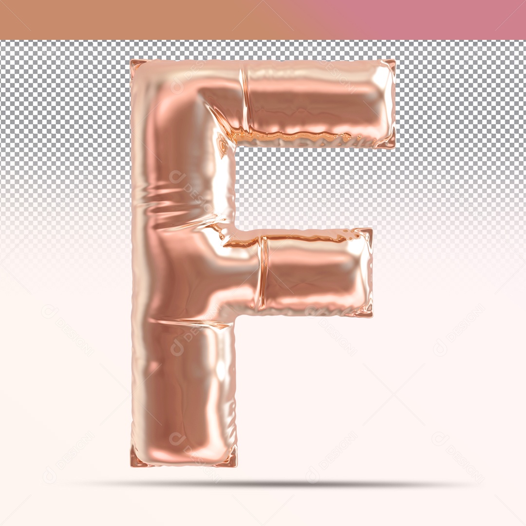 Letra 3D F Balão Rosa Para Composição PSD