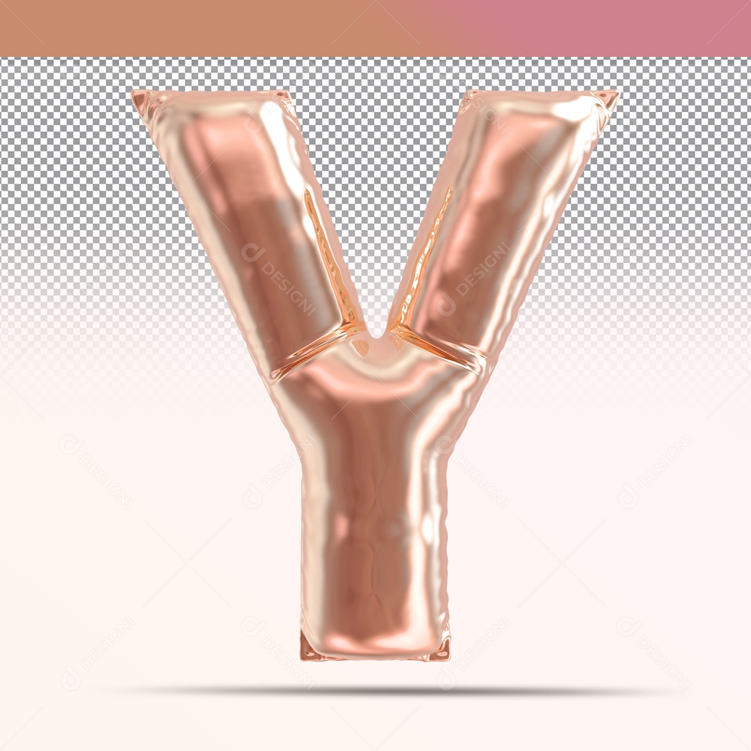 Letra 3D Y Balão Rosa Para Composição PSD