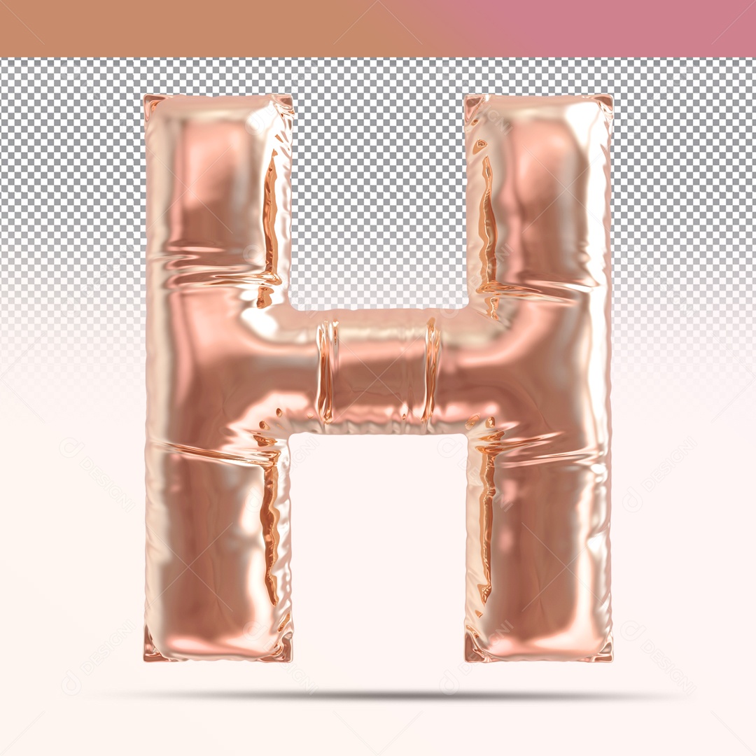 Letra 3D H Balão Rosa Para Composição PSD