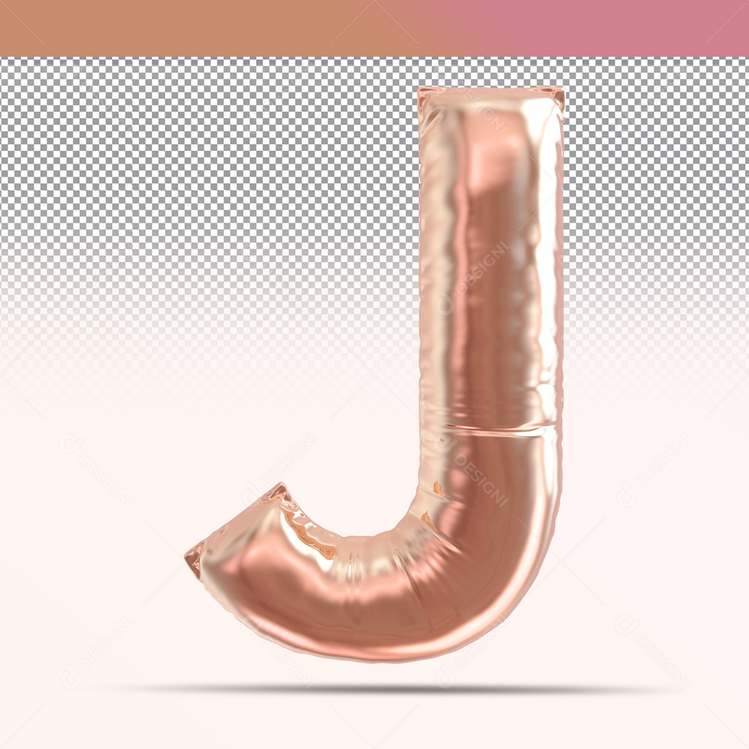 3D Letter J Pink Balloon For PSD Composition