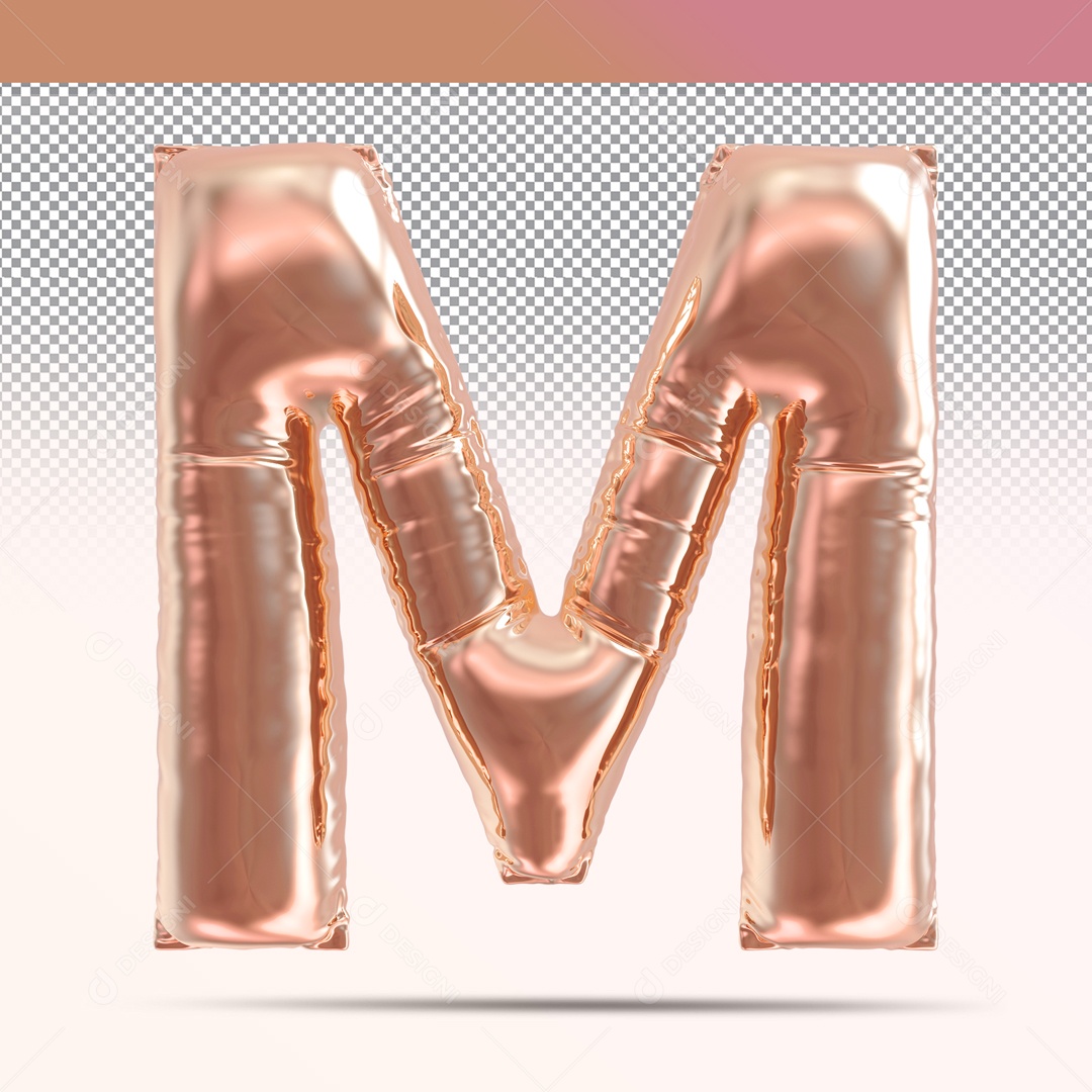 Letra 3D M Balão Rosa Para Composição PSD