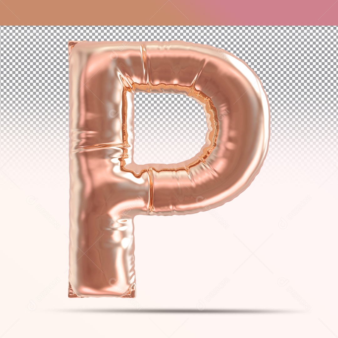 Letra 3D P Balão Rosa Para Composição PSD