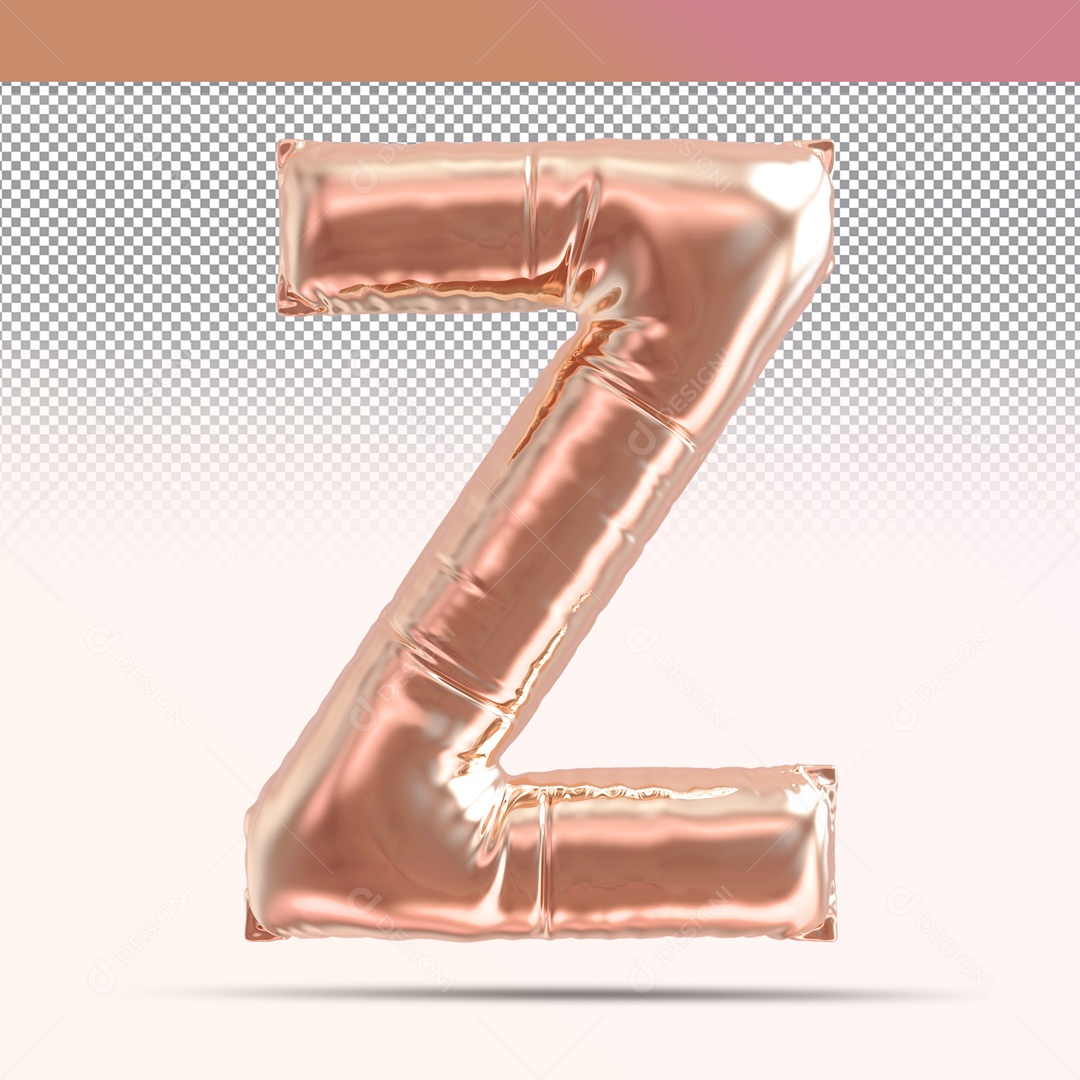 Letra 3D Z Balão Rosa Para Composição PSD